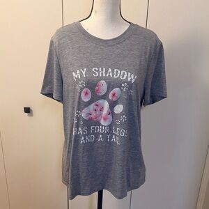 Gray Graphic T-Shirt with Paw Print Design